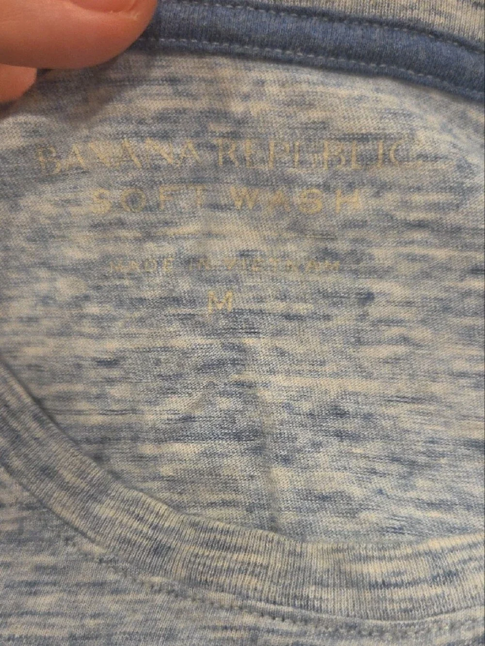 Banana Republic Cotton Heathered Light Blue Long Sleeve Crewneck